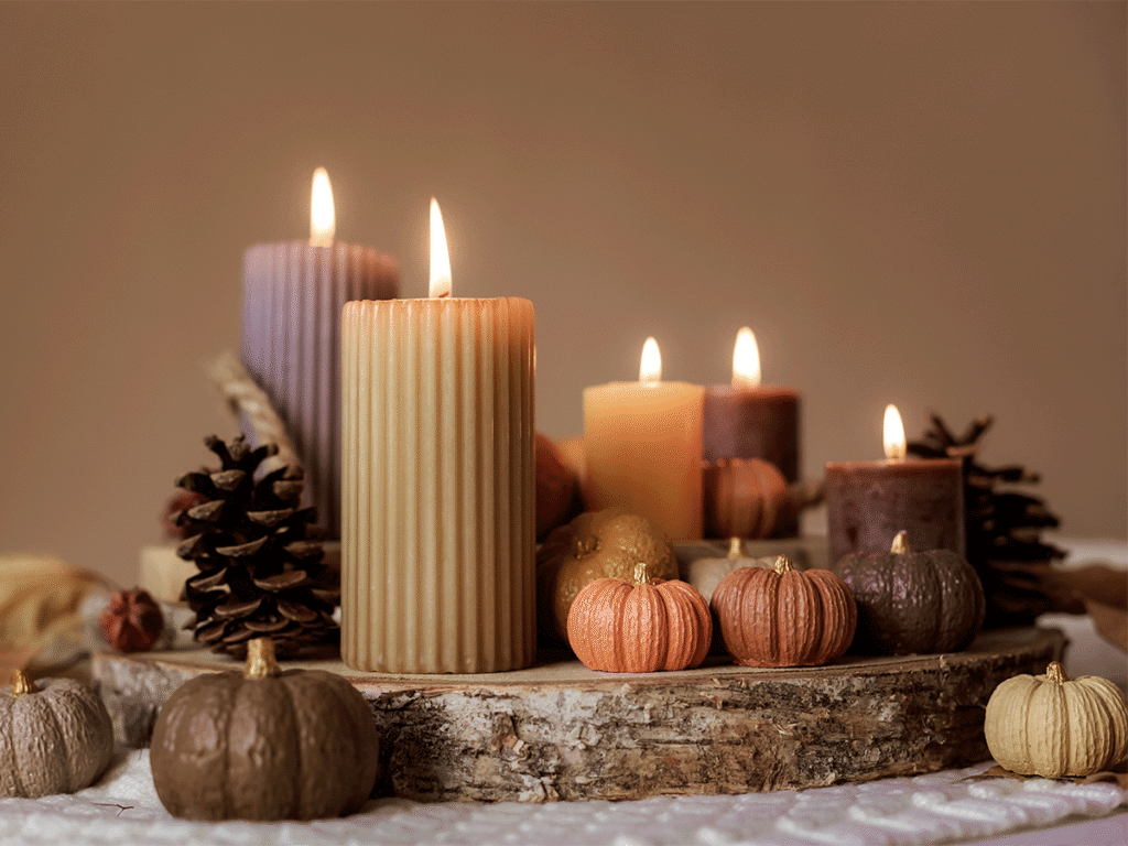 Herfst centerpiece met kaarsen
